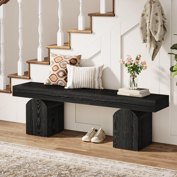 59" Entryway Bench with Arched Bases