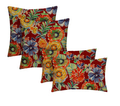 Outdoor Throw Pillow Set of 4 – Lumbar & Square, Water & Fade Resistant