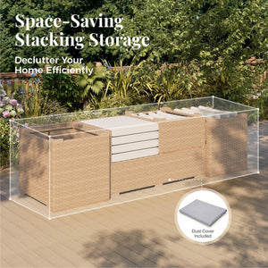 7-Piece Rattan Outdoor Sectional Sofa Set with Coffee Table