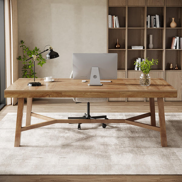 71-Inch Farmhouse Executive Desk with Metal Legs