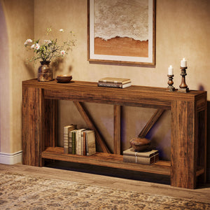 70.9" Narrow Console Sofa Table with Storage Shelf