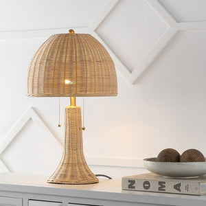 Bohemian Rustic Rattan LED Table Lamp 22"
