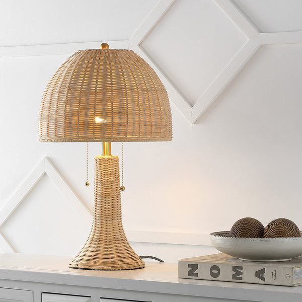 Bohemian Rustic Rattan LED Table Lamp 22"