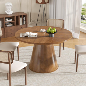 47-Inch Round Dining Table for 4–6 | Mid-Century Modern Fluted Kitchen Table