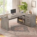 L-Shaped Executive Desk with File Drawers & Power Outlets