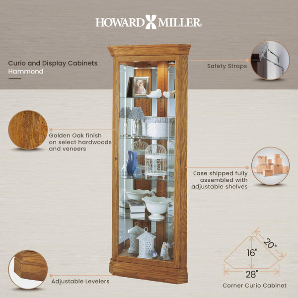 Hammond Curio Cabinet II – Golden Wood Display Cabinet