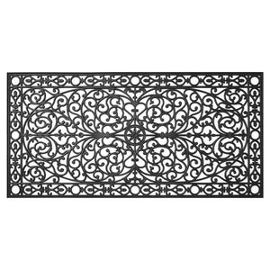 Black Rubber Scroll Doormat – All-Season Heavy Duty