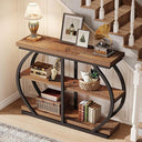 Industrial 3-Tier Console Table with Arched Metal Frame
