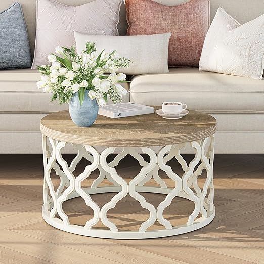Farmhouse Side Table with 2-Tier Storage