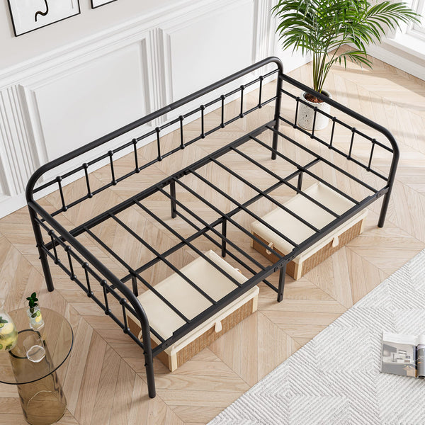 Metal Daybed Frame Twin with Steel Slats