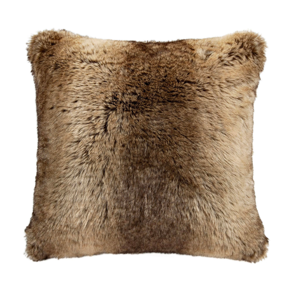 Faux Wolf Fur Throw Pillow – Soft Fluffy Decorative Pillow, Cabin Lodge Rustic Style