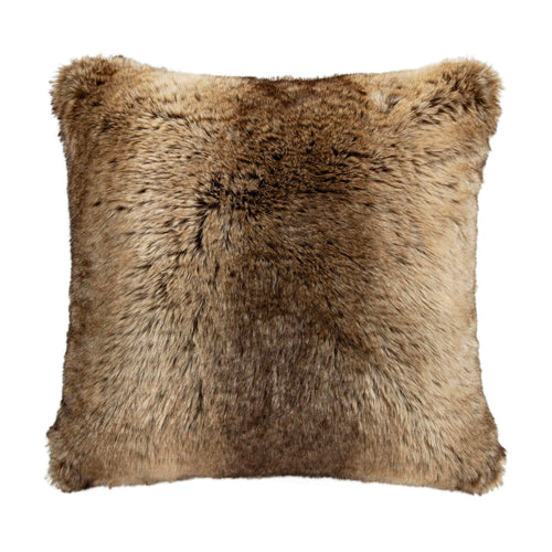 Faux Wolf Fur Throw Pillow – Soft Fluffy Decorative Pillow, Cabin Lodge Rustic Style