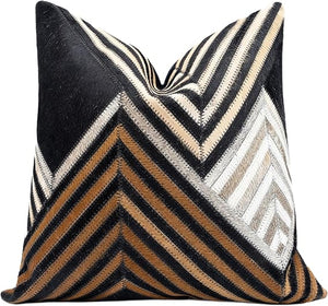 Cowhide Leather Patchwork Throw Pillows