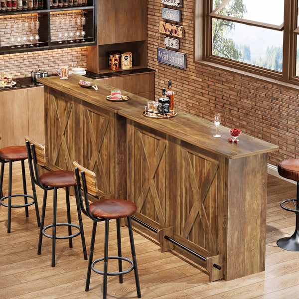 63-Inch 2-Tier Bar Table with Footrest