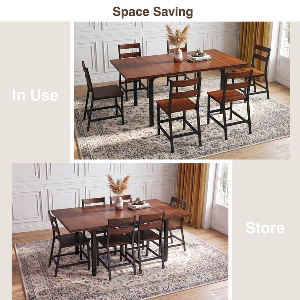 Extendable Dining Table Set with Curved Backrest Chairs