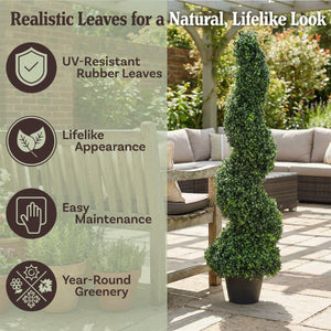 50-Inch Spiral Boxwood Topiary Artificial Trees Set of 2