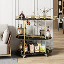 3-Tier Bar Cart with Wine Rack & Glass Holder