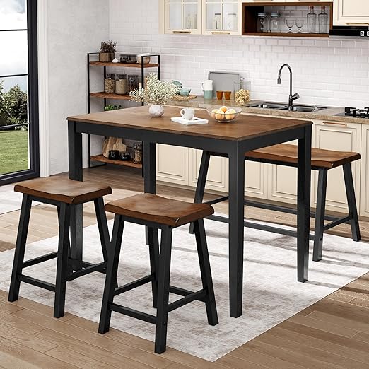 Counter Height Dining Table Set with Bench and 2 Chairs