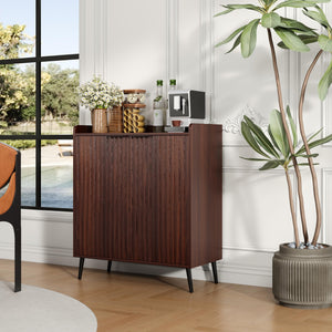 Fluted Wine & Coffee Bar Cabinet with Storage