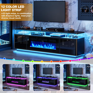 70" Electric Fireplace TV Stand with LED Lights