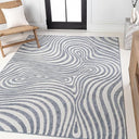 High-Low Abstract Striped Indoor Outdoor Area Rug 7'9" x 10'