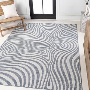 High-Low Abstract Striped Indoor Outdoor Area Rug 7'9" x 10'