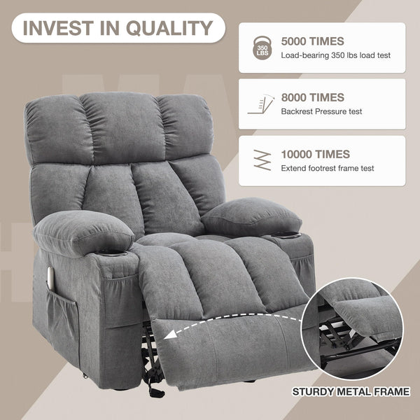 Massage Rocker Recliner Chair with Heat & Vibration – 4 Pockets, Cup Holders & USB Port
