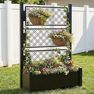 Metal Outdoor Planter Box with Drainage & Adjustable Feet
