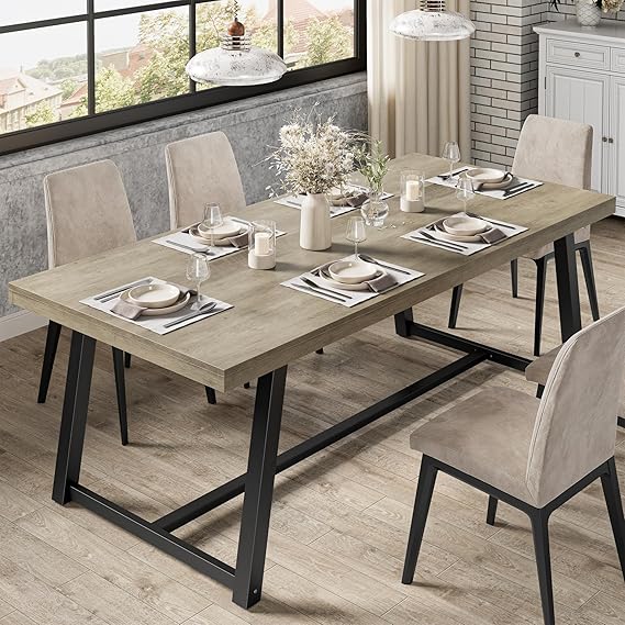Industrial Dining Table 70.8" – Seats 6-8