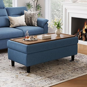 46-Inch Linen Storage Ottoman Bench with Folding Lid