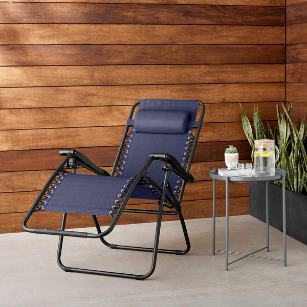 Zero Gravity Reclining Outdoor Lounge Chair with Pillow