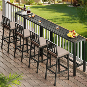 Outdoor Bar Stools Set of 2 with Cushion, Metal Patio Bar Stools All-Weather