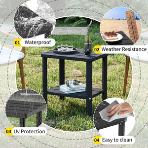Resin Outdoor Side Table with Dual Storage
