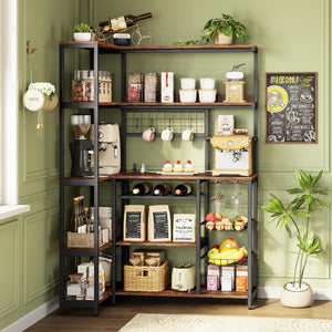 L-Shaped 6-Tier Corner Baker's Rack with Power Outlet