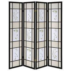4-Panel Floral Room Divider – 70 Inch Folding Privacy Screen
