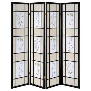 4-Panel Floral Room Divider – 70 Inch Folding Privacy Screen