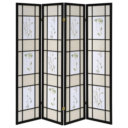 4-Panel Floral Room Divider – 70 Inch Folding Privacy Screen