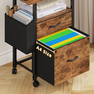 2-Drawer Rolling File Cabinet with 24" Extended Desktop