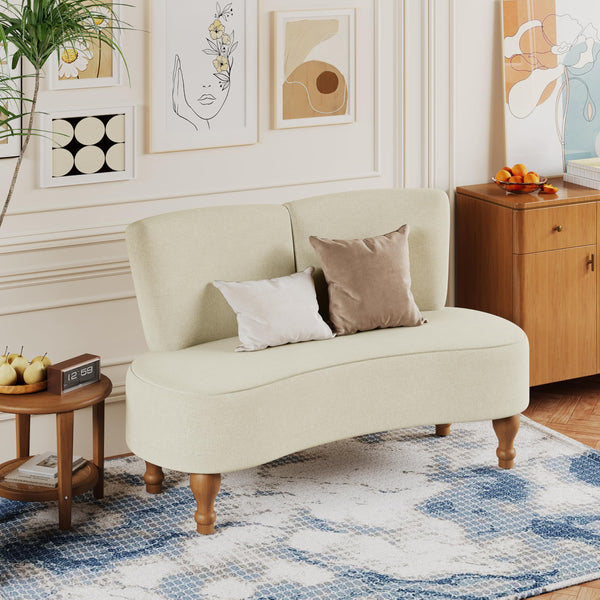 49" Curved Loveseat Sofa with Wooden Legs