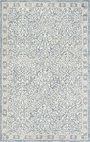 Micro-Loop Wool Area Rug – Blue & Ivory