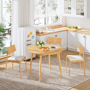 Round Bamboo Dining Table for 2-4 | 35.4 Inch Kitchen Table for Small Spaces