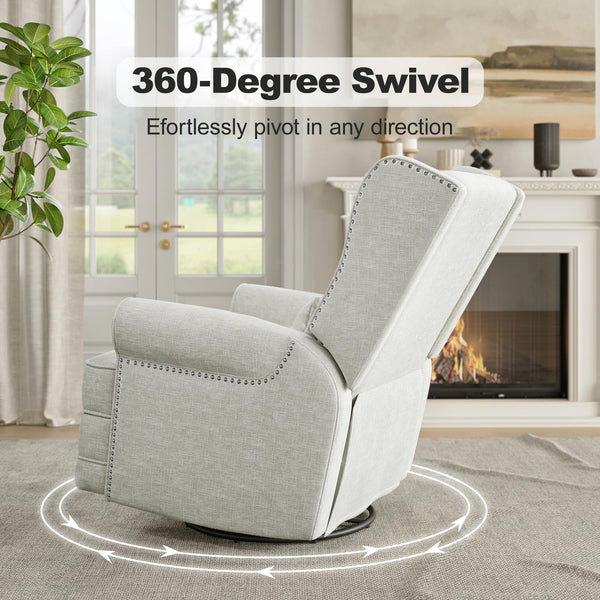 Swivel Glider Recliner Chair with Footrest & Lumbar Pillow