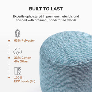 Round Cotton Pouf Ottoman Footrest – Floor Seating for Living Room & Bedroom