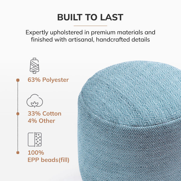 Round Cotton Pouf Ottoman Footrest – Floor Seating for Living Room & Bedroom