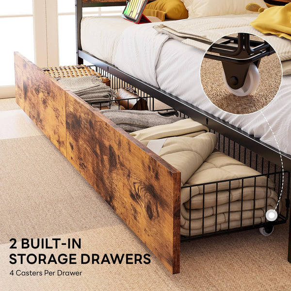 Twin Daybed with Storage Drawers, Charging Station & LED Lights