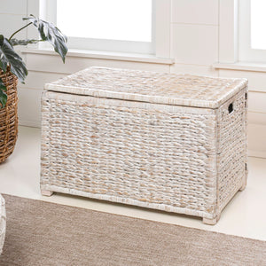 Woven Water Hyacinth Storage Trunk with Lid