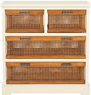4-Drawer Storage Cabinet with Pine Wood Frame