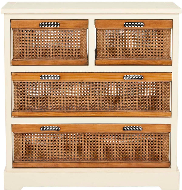 4-Drawer Storage Cabinet with Pine Wood Frame