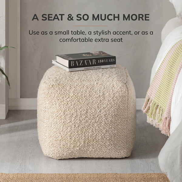 Square Pouf Ottoman Footrest – Decorative Floor Seating