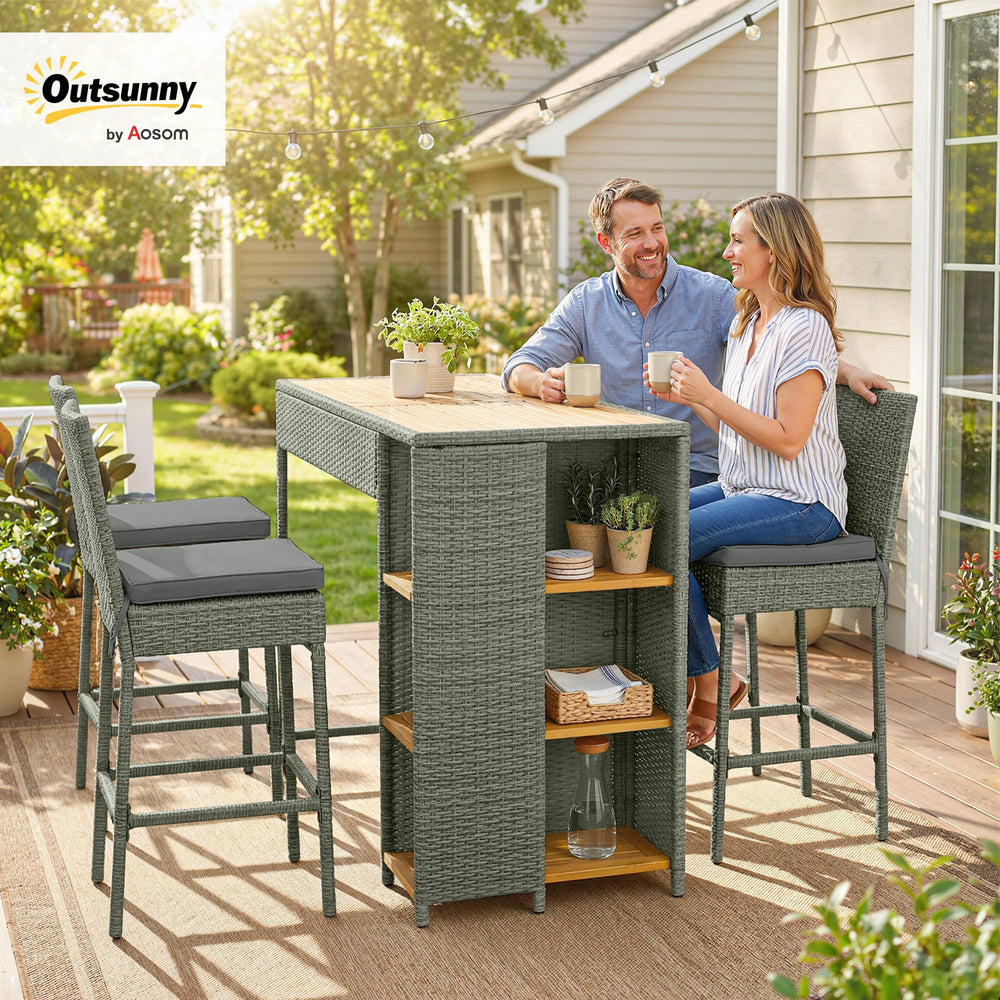 5-Piece Outdoor Bar Set with High Top Table and 4 Barstools